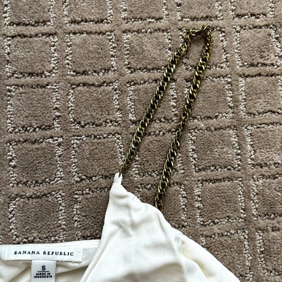 Banana Republic VTG Babydoll Chain Strap Tank Top Off White Small Y2K Stretch - Picture 4 of 10